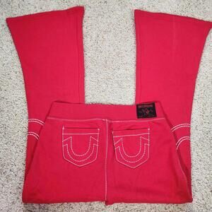 NEW True Religion Pull-On Flare Jeans Red Anniversary Medium
